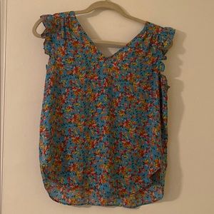 Loft Flutter Sleeve Floral Top